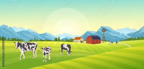 Farm Summer Landscape Composition