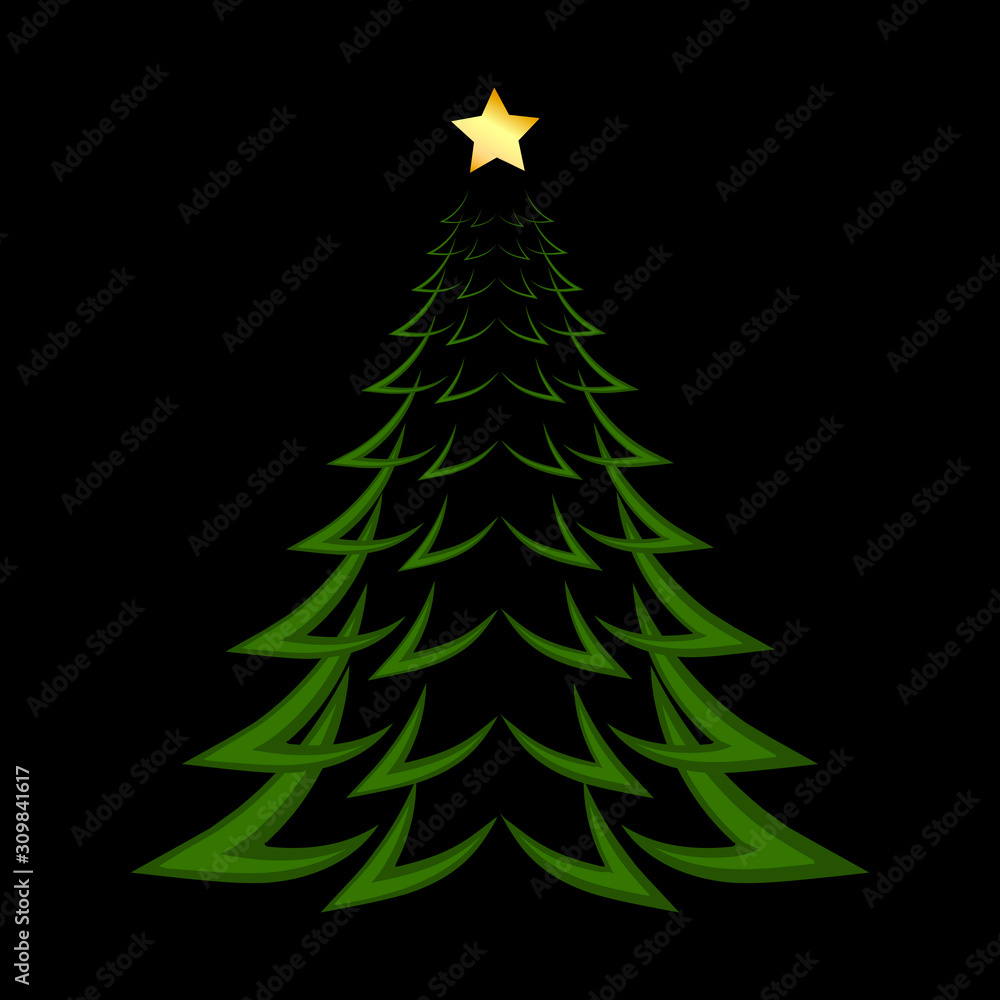 Obraz premium Christmas tree with gold star
