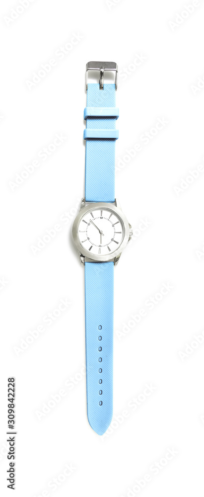 Wristwatch on a plastic strap isolated on a white background Wristwatch on a plastic strap isolated on a white background