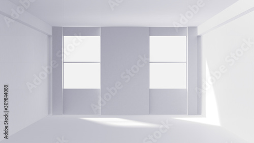 Empty Room Interior White Background. 3d Render Illustration