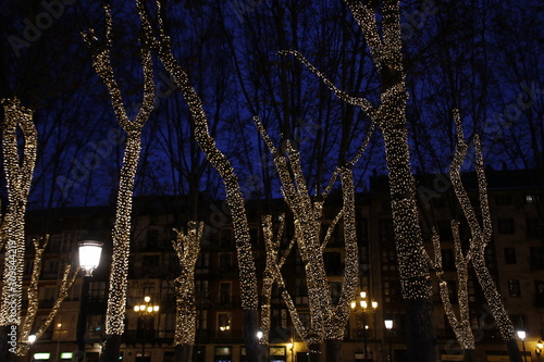 Canvas Print Christmas lights in a street of Bilbao