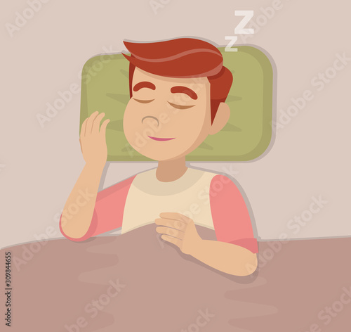 Man is sleeping in bed.