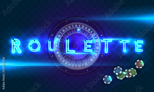 Neon banner game of roulette