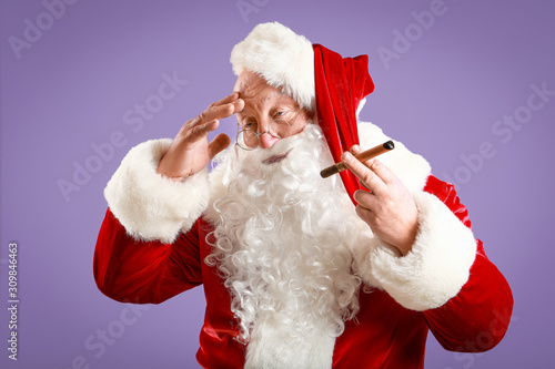 Funny drunk Santa Claus wit...