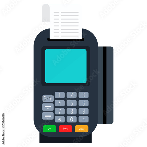 Pos machine vector design illustration isolated on white background. payments concept, near field communication technology.