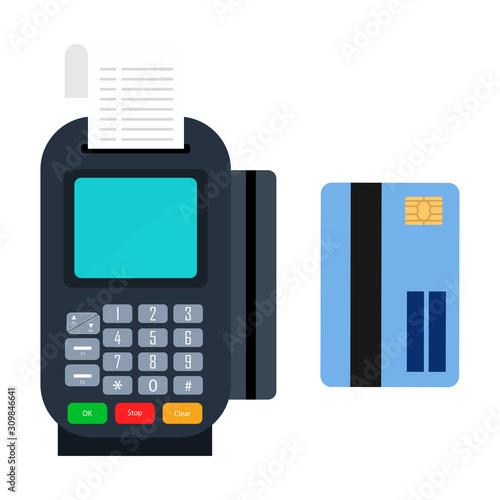 Pos machine vector design illustration isolated on white background. payments concept, near field communication technology.