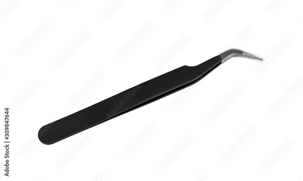Black metal tweezer with antistatic coating. Black metal tweezer with antistatic coating.