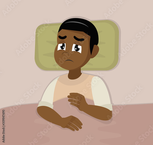African Man with sleep problems and insomnia symptoms.
