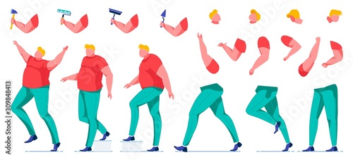Overweight Person Going, Standing and Running.