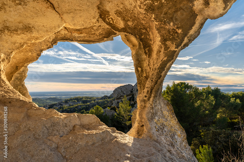 Oeil D'érosion in Baux de Provence at Sunset, Alpilles France. © thomas
