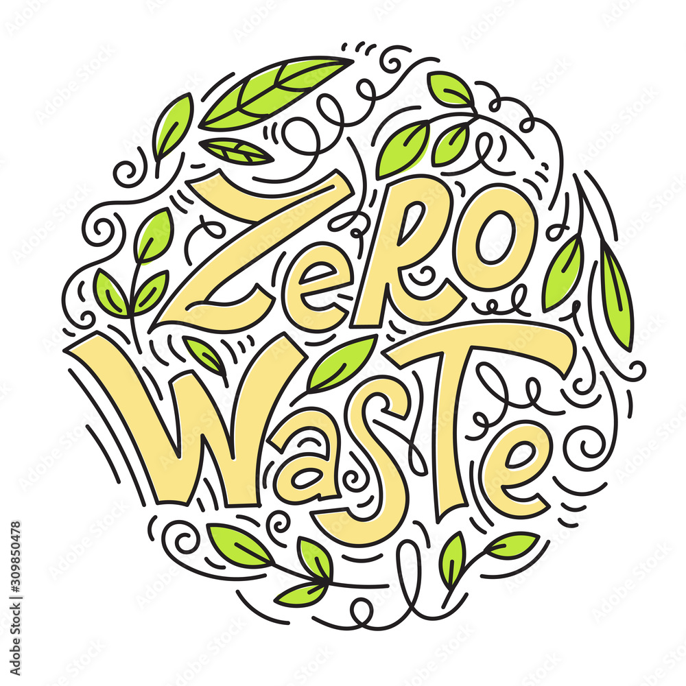 Zero waste concept. Eco lifestyle. No plastic. Recycle and reuse. Hand drawn lettering. Modern linear doodle style. Vector illustration. Zero waste concept. Eco lifestyle. No plastic. Recycle and reuse. Hand drawn lettering. Modern linear doodle style. Vector illustration.