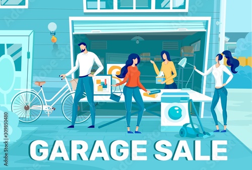Home Stuff Garage Sale Flat Vector Promo Banner