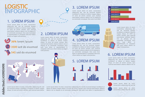 Banner Written Logistic Infographic, Cartoon.