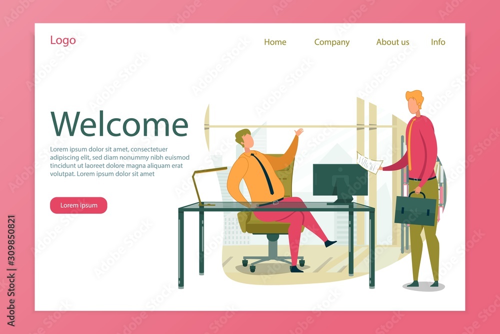 Welcome Header and Businessman Welcoming Partner.