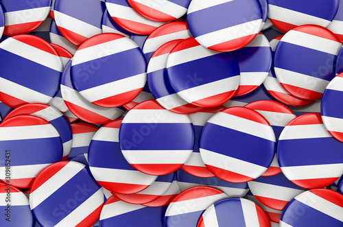 Badges with flag of Thailand, 3D rendering
