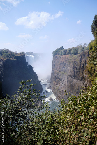 Victoria Falls during dry season  Zimbabwe   Zambia