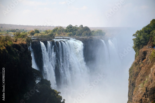 Victoria Falls during dry season  Zimbabwe   Zambia