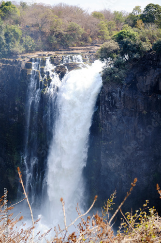 Victoria Falls during dry season  Zimbabwe   Zambia