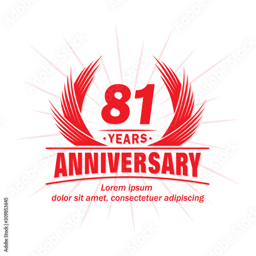81 years logo design template. 81st anniversary vector and illustration.