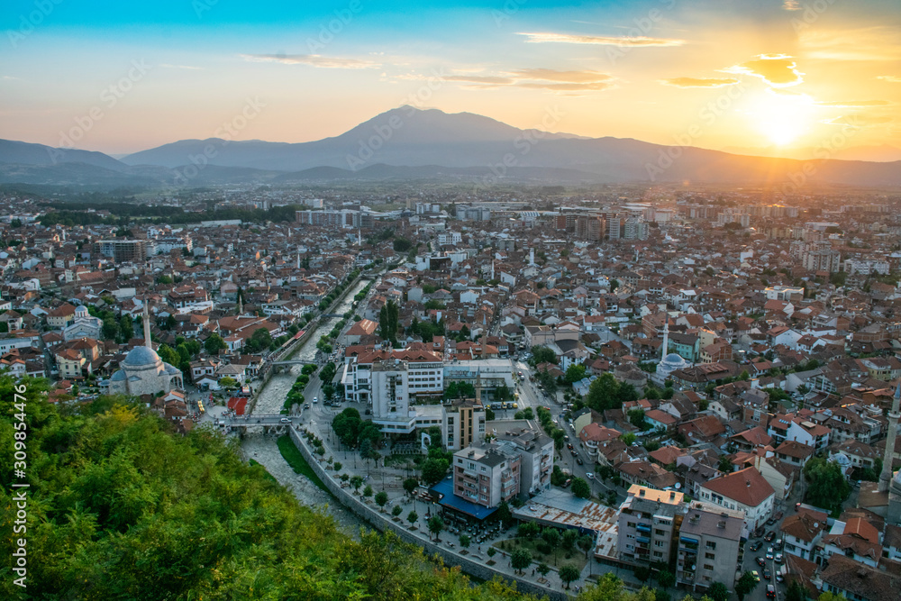 Sunset view over the city of Prizren, Kosovo