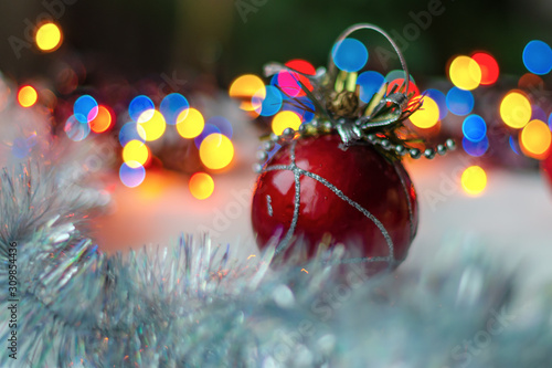 beautiful festive tinsel for Christmas or New Year, beautiful background