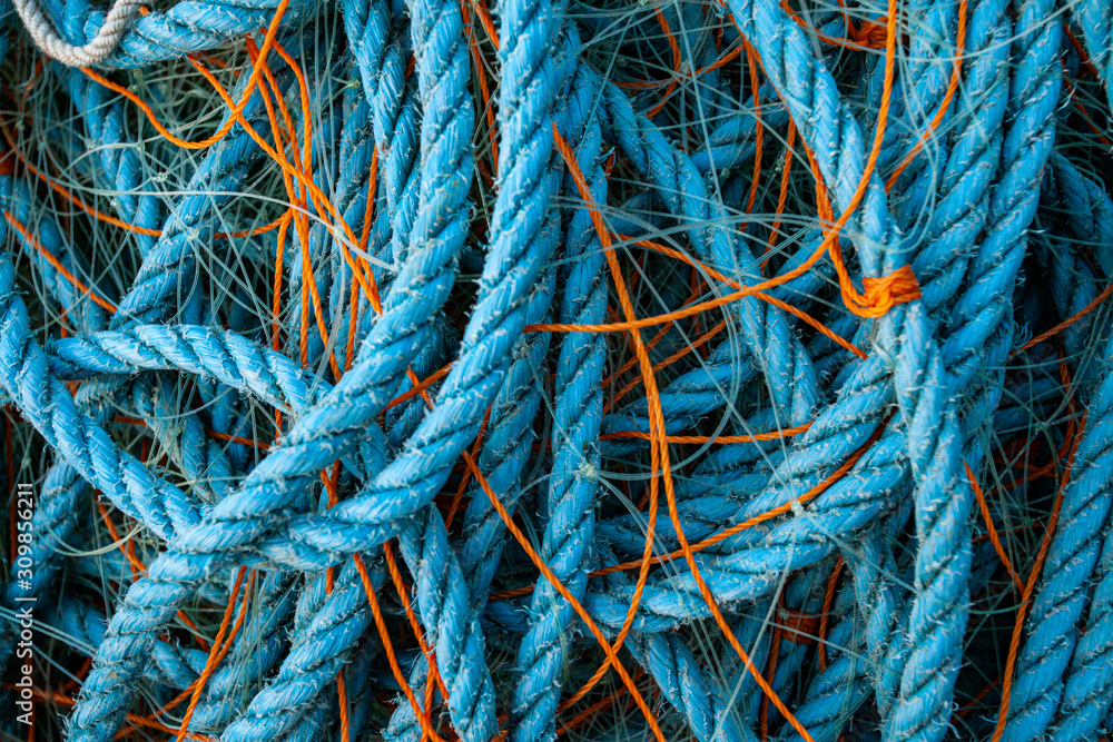 Colourful fishing net rope