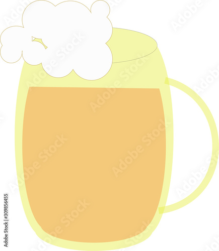 Mug with foamy beer on white background.