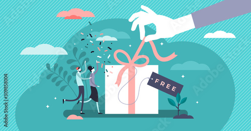 Free gift marketing lead magnet strategy tiny person concept illustration