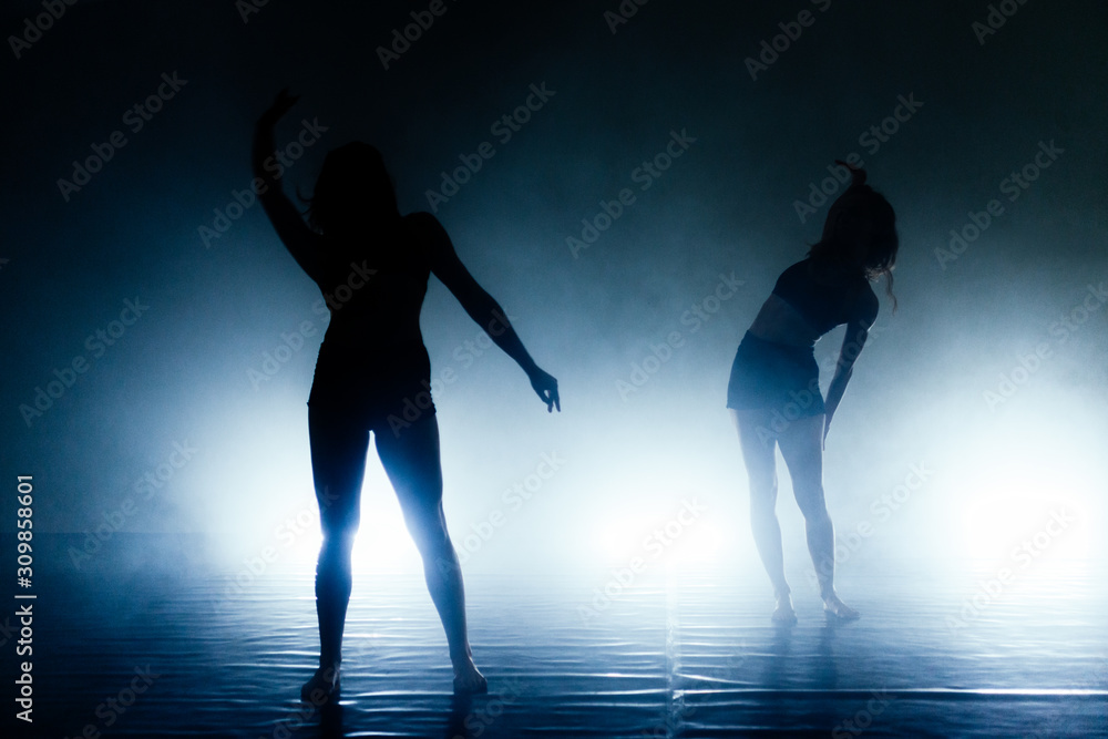 Young dance silhouette artists