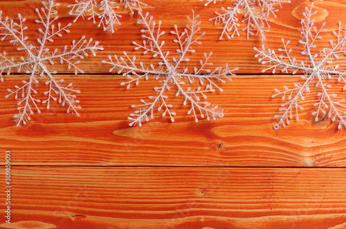 Snowballs on a wooden background