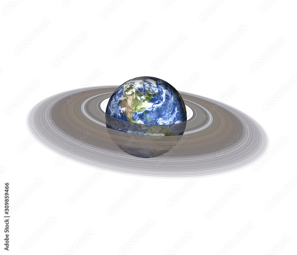 Planet Earth with ring of solar system isolated on white background. American view. Elements of this image furnished by NASA. Planet Earth with ring of solar system isolated on white background. American view. Elements of this image furnished by NASA.