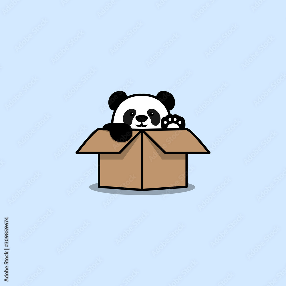 Cute panda in the box, vector illustration Stock Vector Adobe Stock