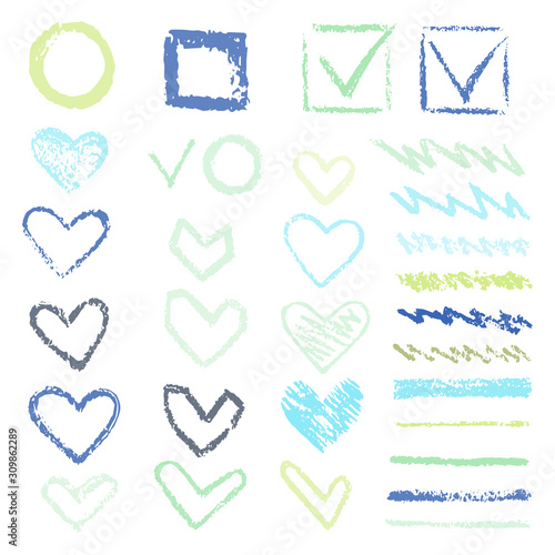 Set chalk vector textures. hand drawn elements.