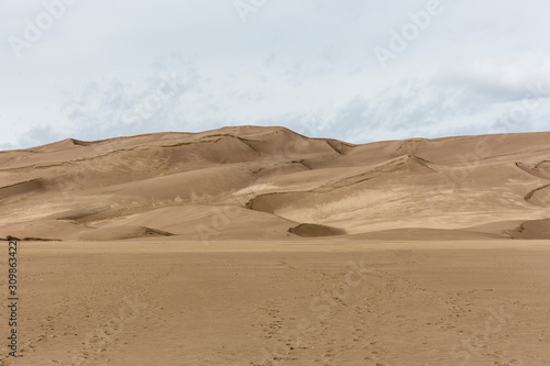 Landscape view of dunes at Great Sand Dunes National Park in Colorado  the tallest sand dunes in North America.