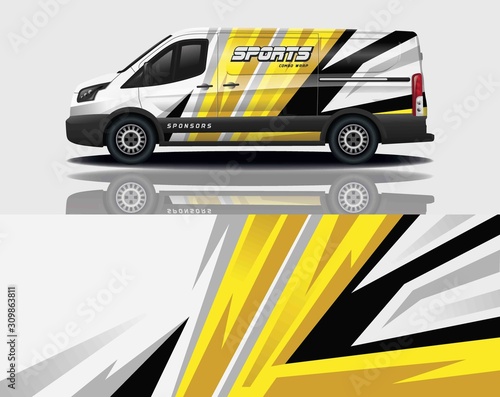 van car decal wrap design vector