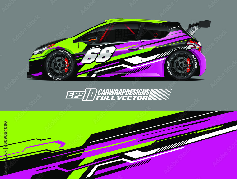 Racing car wrap design vector. Graphic abstract stripe racing background kit designs for wrap vehicle, race car, rally, adventure and livery. Full vector eps 10 Racing car wrap design vector. Graphic abstract stripe racing background kit designs for wrap vehicle, race car, rally, adventure and livery. Full vector eps 10