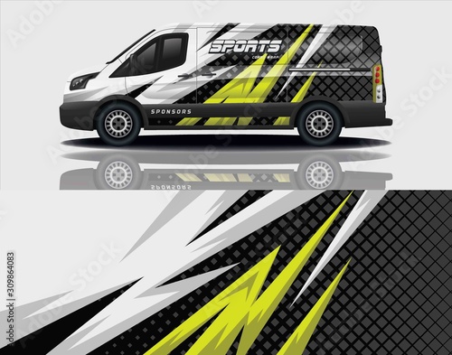 van car decal wrap design vector
