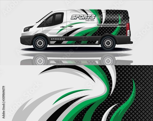 van car decal wrap design vector