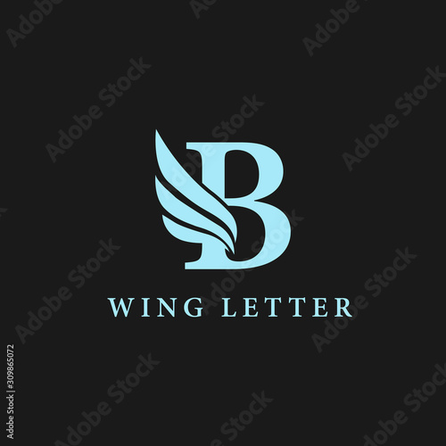 vector initial letter b business wing logo icon corporate technology concept blue color