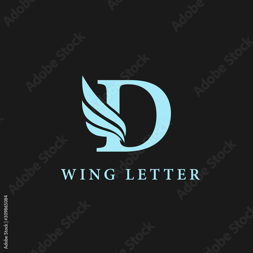 vector initial letter d business wing logo icon corporate technology concept blue color