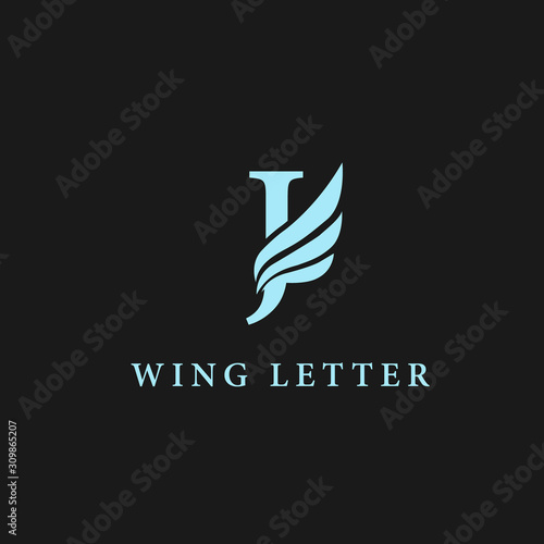 vector initial letter j business wing logo icon corporate technology concept blue color