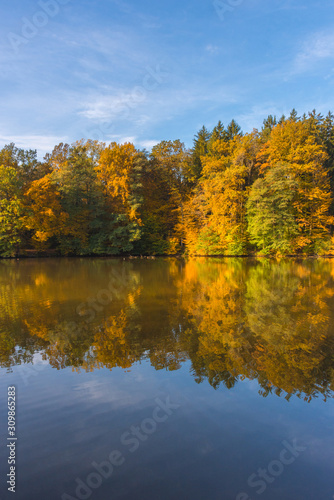 Fototapeta Naklejka Na Ścianę i Meble -  Autumn morning at lake Thal near Graz, Styria region, Austria
