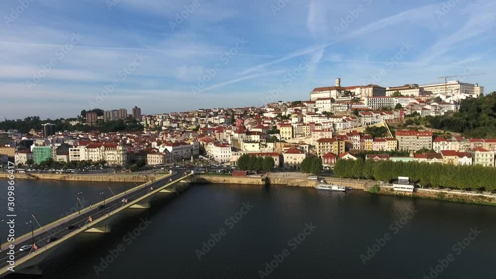Coimbra cityscape university Portugal aerial view 4k Coimbra cityscape university Portugal aerial view 4k