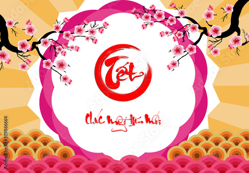 Happy vietnamese new year luna new year  vietnamese characters mean Happy New Year