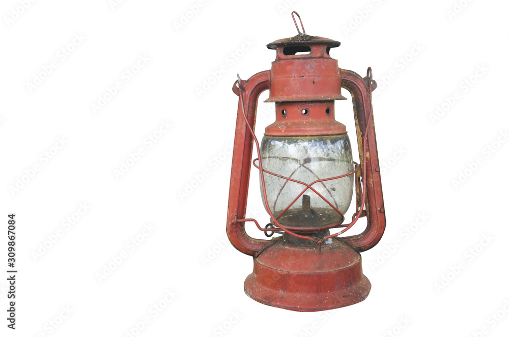 Old metal lamp isolated from white background clipping path