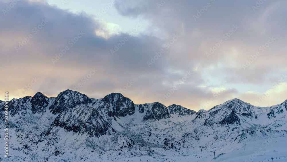 Winter mountain ladscape in Andorra