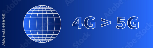 Flat globe icon with meridians and parallels 4G 5G