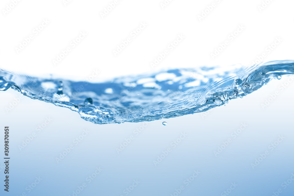 Water splash. Aqua flowing in waves and creating bubbles. Drops on the water surface feel fresh and clean. isolated on white background. Water splash. Aqua flowing in waves and creating bubbles. Drops on the water surface feel fresh and clean. isolated on white background.