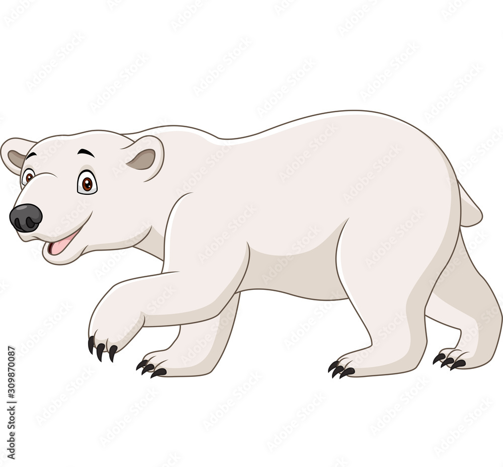 Fototapeta premium Cartoon polar bear isolated on white background
