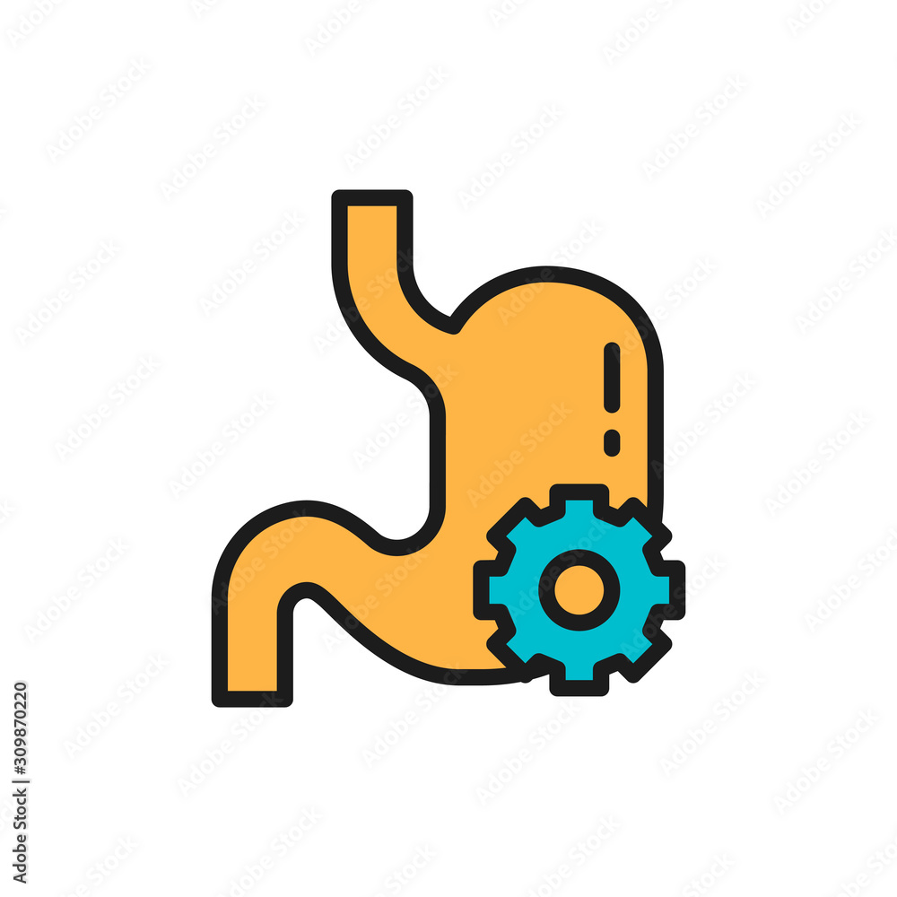 Stomach treatment flat color line icon. Isolated on white background Stomach treatment flat color line icon. Isolated on white background